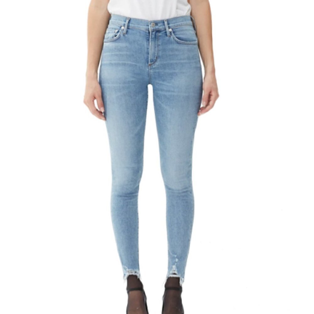 AGOLDE Sophie High Rise Skinny Scheme Distressed Denim Jeans In Blue Wash 26